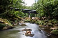 wooden bridge at the Irrel waterfalls, Eifel